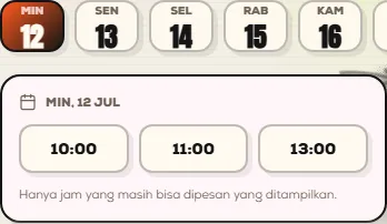 Demo SagaBook: Pilih jadwal